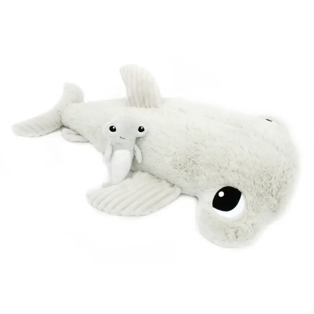 Peluche requin marteau Clou maman et son bébé gris | Les déglingos