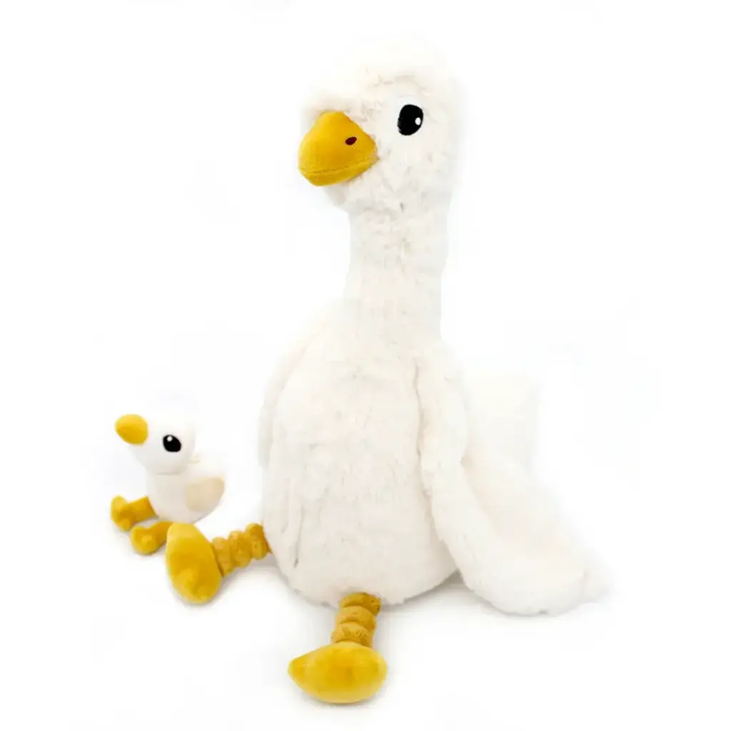 Peluche oie Jébongou maman et son bébé blanc | Les déglingos