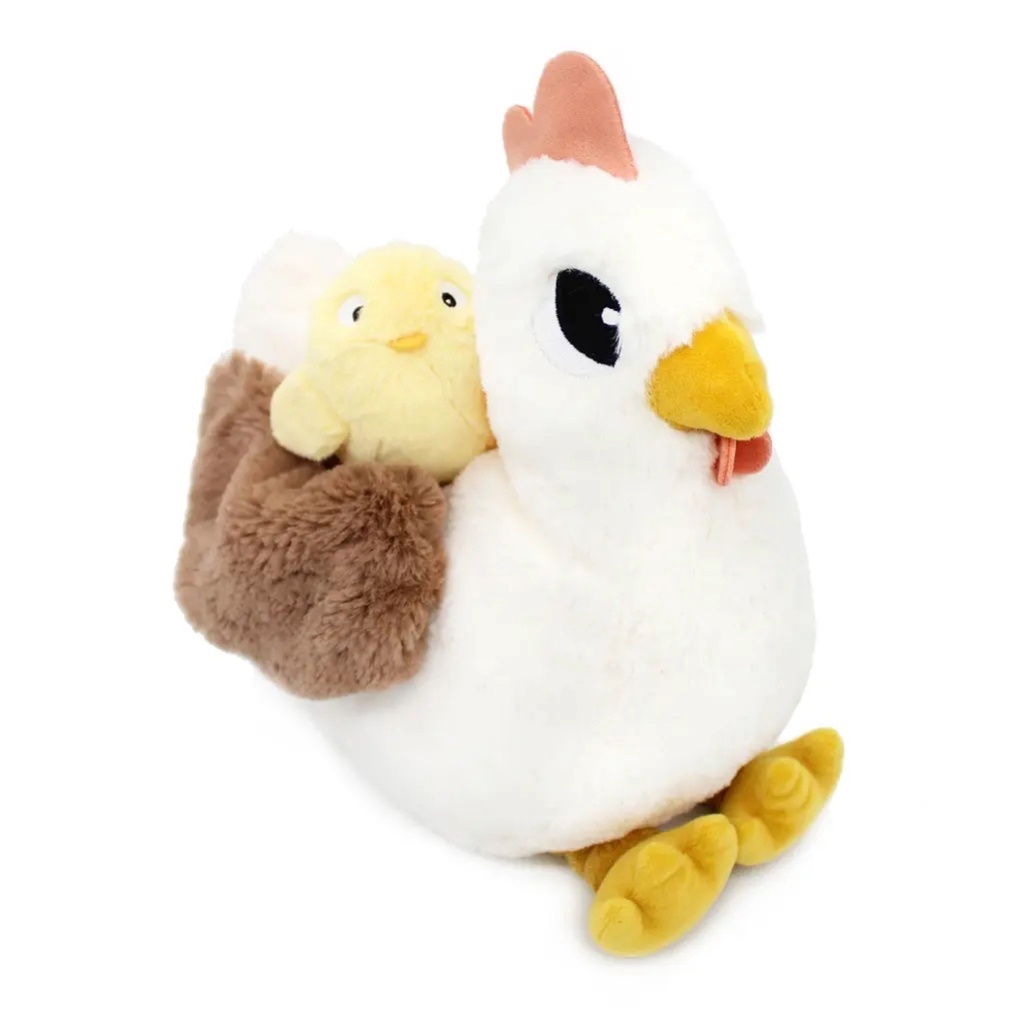 Peluche poule Pioupiou maman et son bébé blanc | Les déglingos