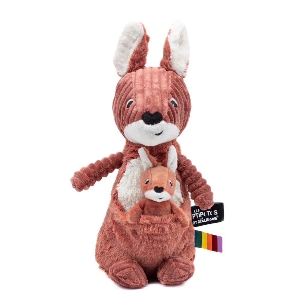 Peluche kangourou Allezou maman et son bébé terracotta | Les déglingos