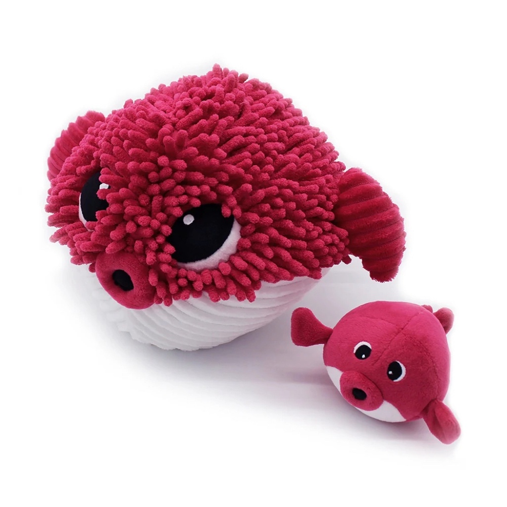 Peluche poisson globe Gobetou maman et son bébé betterave | Les déglingos