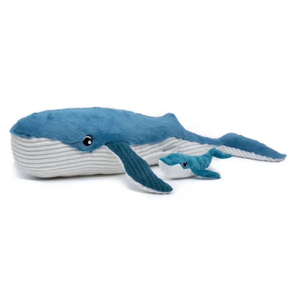 Peluche baleine Gravillou maman et son bébé bleu | Les déglingos