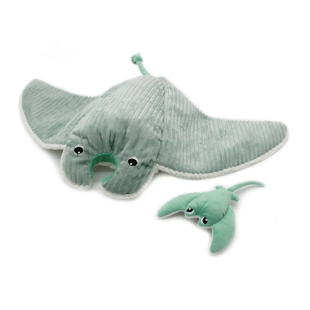 Peluche raie manta Mantalou maman et son bébé menthe | Les déglingos