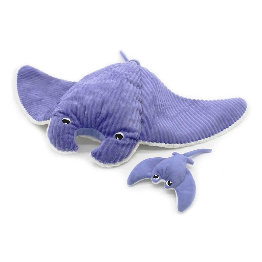 Peluche raie manta Mantalou maman et son bébé violet | Les déglingos