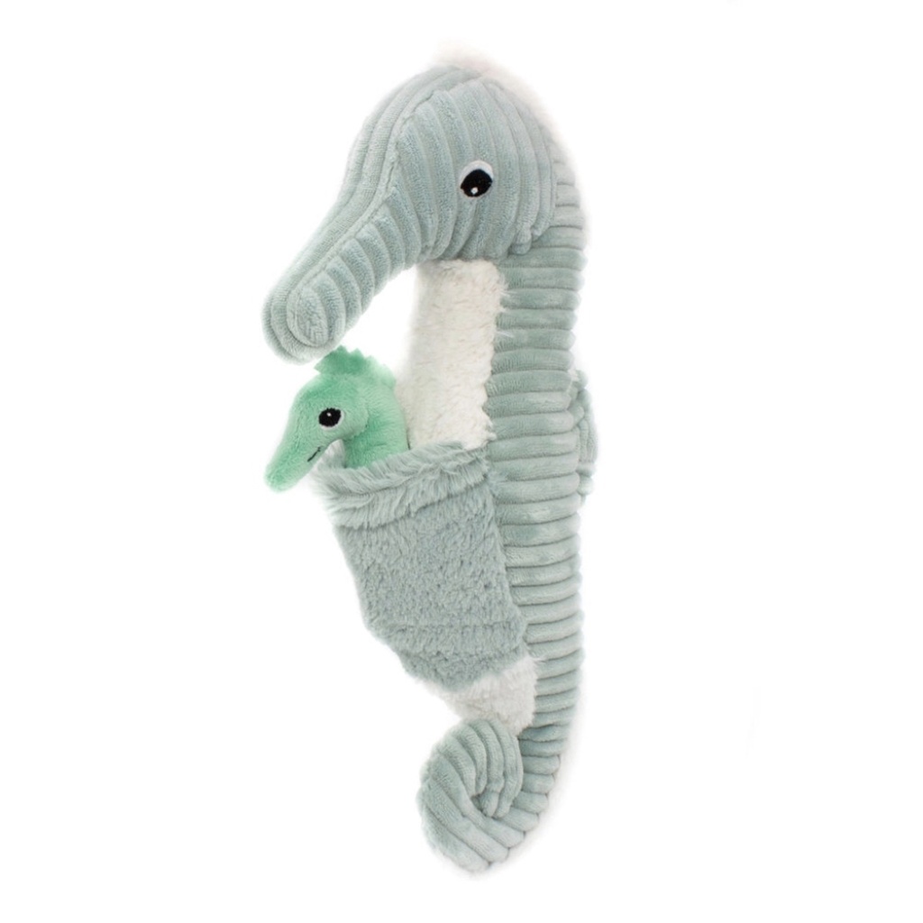 Peluche hippocampe Papadou papa et son bébé menthe | Les déglingos