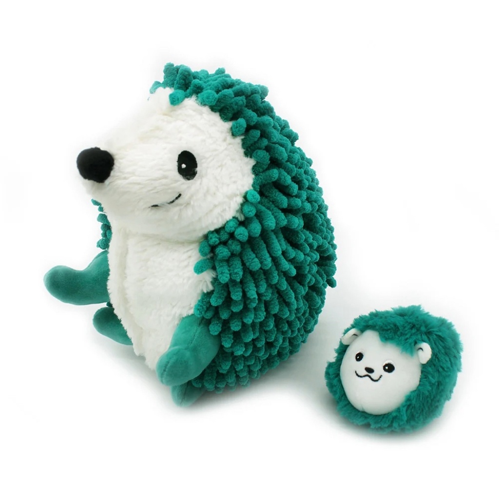 Peluche hérisson Piktou maman et son bébé vert | Les déglingos