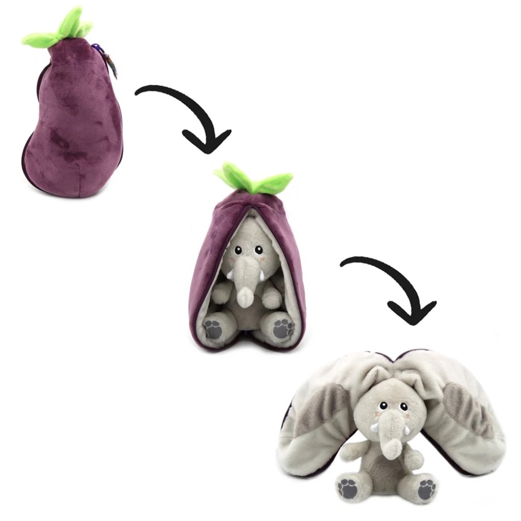 Peluche Velvet l'éléphant/aubergine | Les déglingos