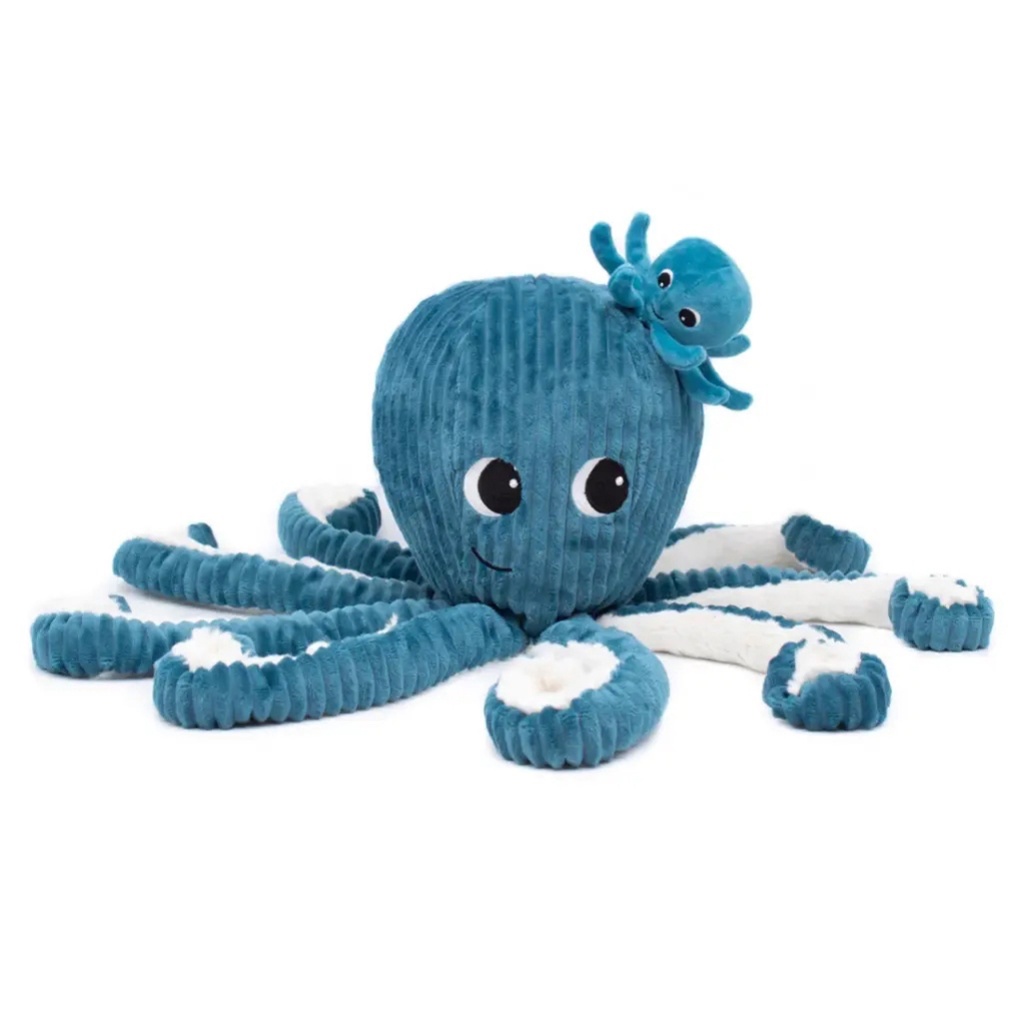 Peluche pieuvre Filou maman et son bébé bleu | Les déglingos
