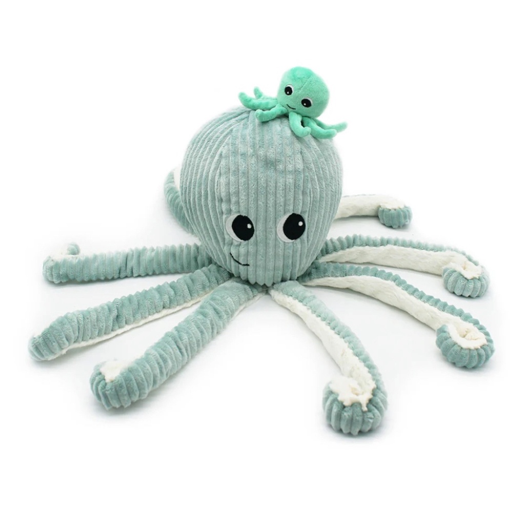 Peluche pieuvre Filou maman et son bébé menthe | Les déglingos
