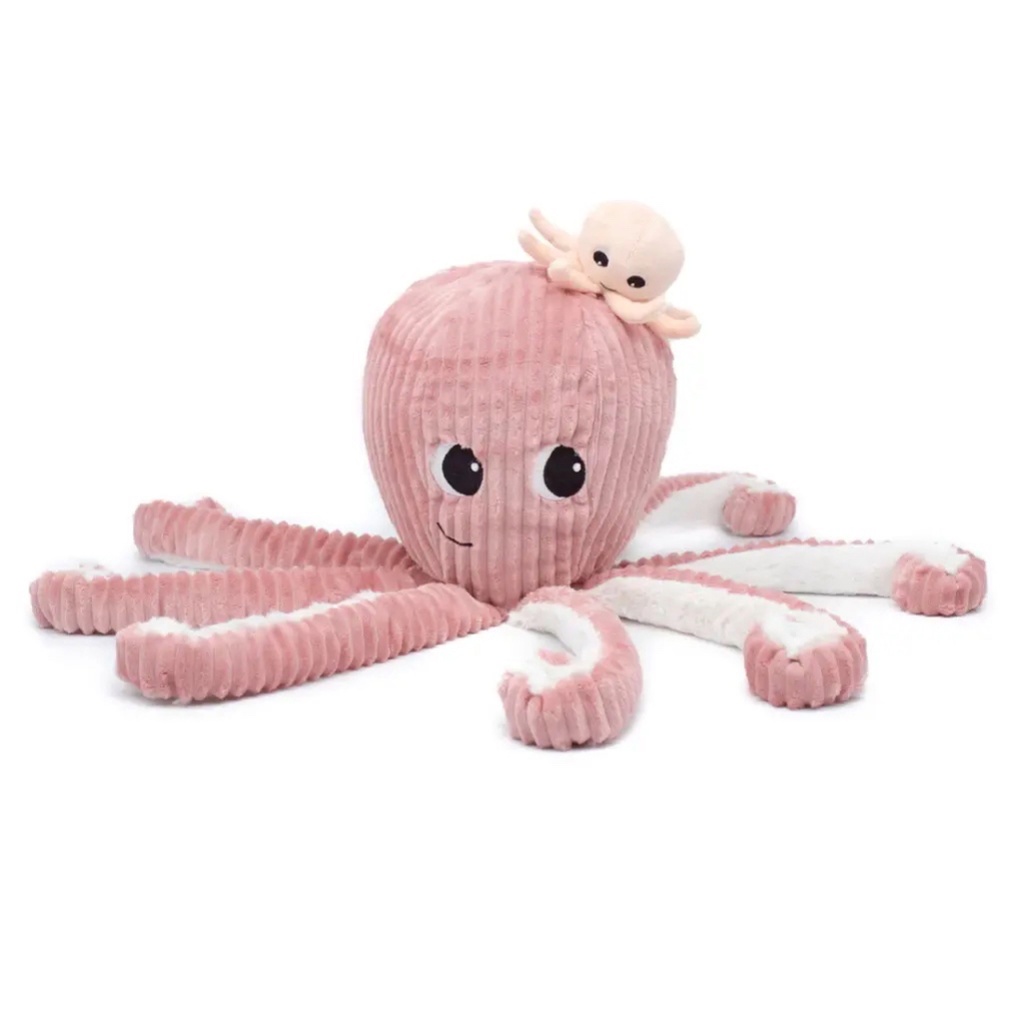 Peluche pieuvre Filou maman et son bébé rose | Les déglingos