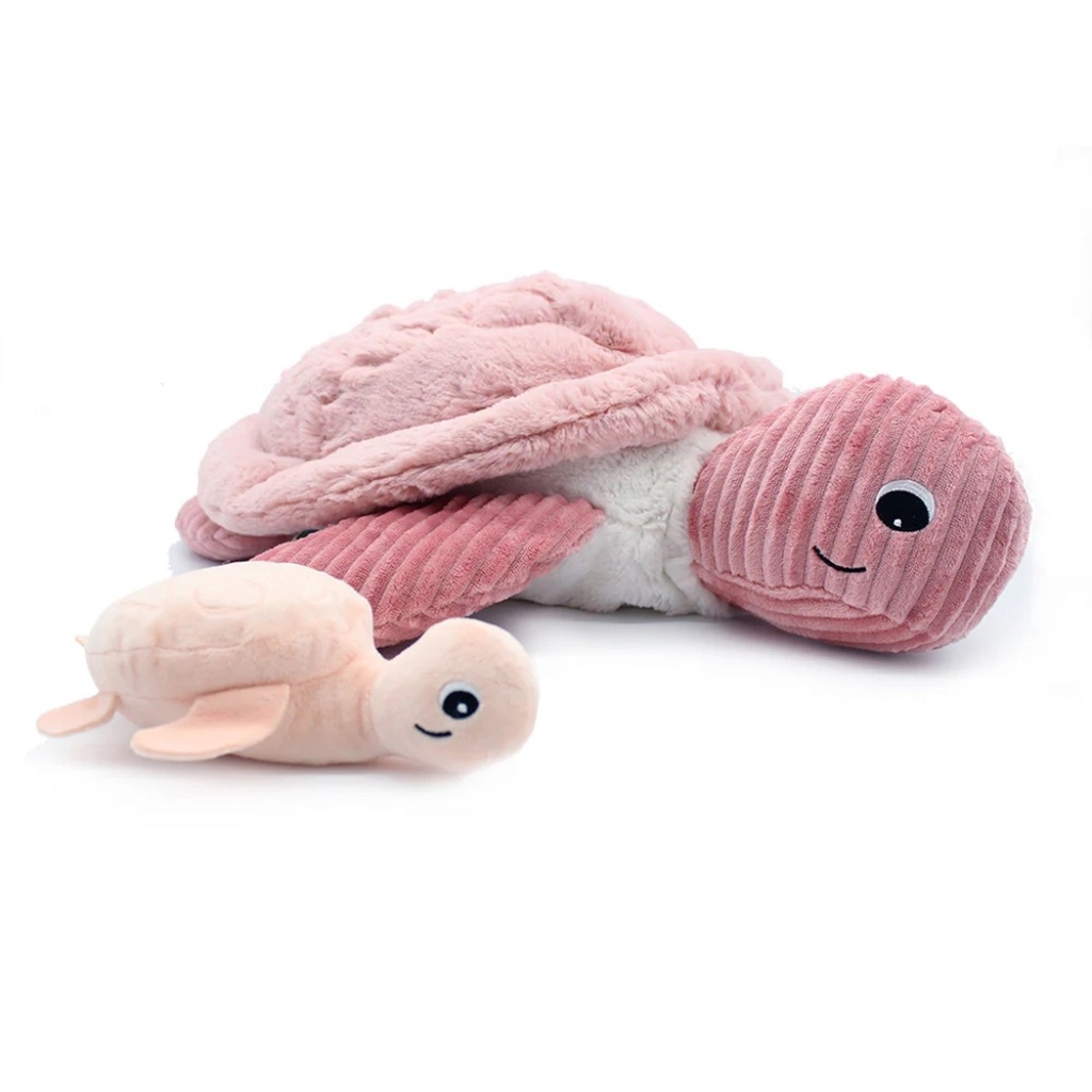 Peluche tortue géante Sauvenou maman et son bébé rose | Les déglingos