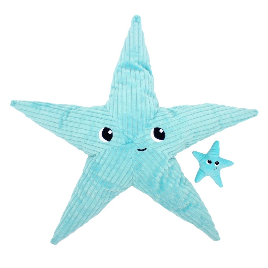 Peluche étoile de mer Wahou maman et son bébé bleu aqua | Les déglingos
