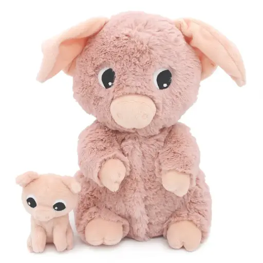 [76020] Peluche cochon Barbekiou maman et son bébé rose | Les déglingos