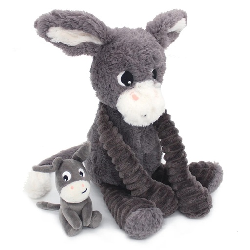 [76030] Peluche âne Poitou maman et son bébé gris | Les déglingos