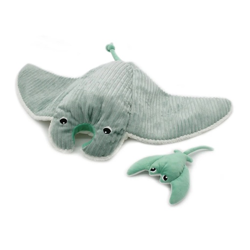 [74400] Peluche raie manta Mantalou maman et son bébé menthe | Les déglingos