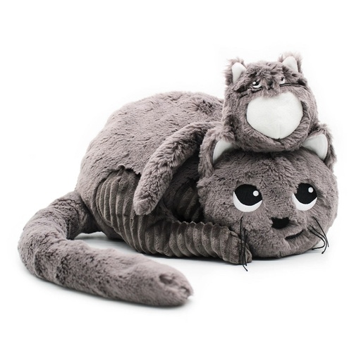 [74801] Peluche chat Miaou maman et son bébé gris | Les déglingos