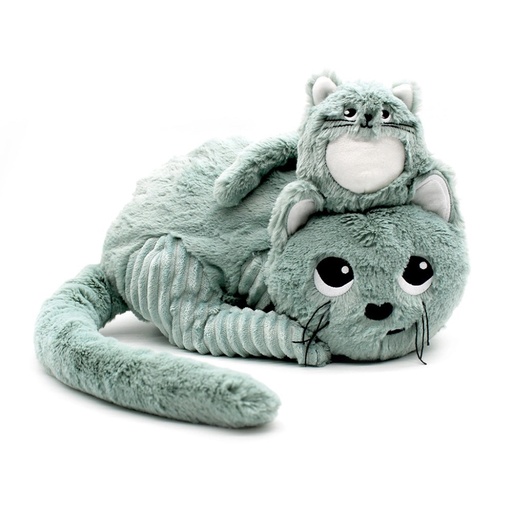 [74800] Peluche chat Miaou maman et son bébé menthe | Les déglingos
