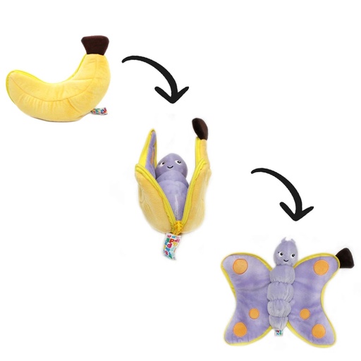 [80110] Peluche Poppet le papillon/banane | Les déglingos