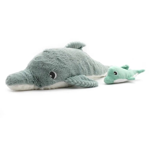 [74900] Peluche dauphin Tofou maman et son bébé vert | Les déglingos
