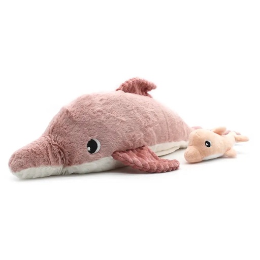 [74902] Peluche dauphin Tofou maman et son bébé rose | Les déglingos