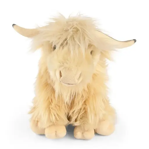 [AN694] Peluche Vache Highland blanche sonore | Living Nature
