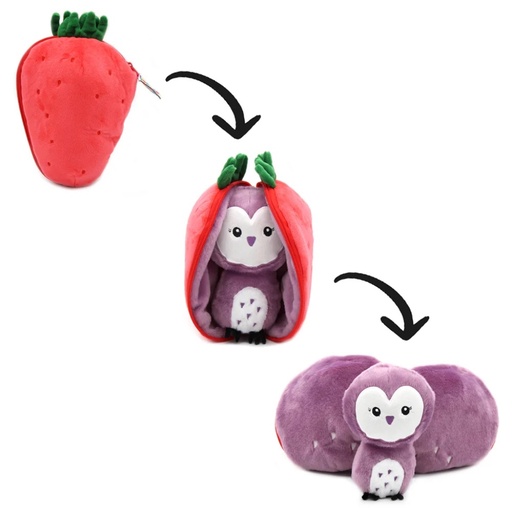 [80104] Peluche Violet la chouette/fraise | Les déglingos